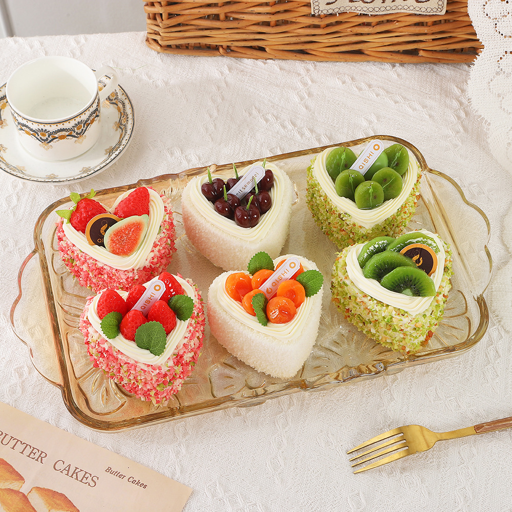 仿真水果蛋糕模型仿真心形巧克力蛋糕摆设件软装烘焙拍摄影道具