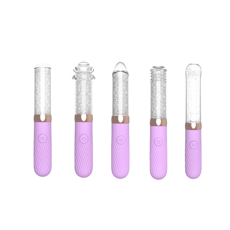 Adult sex glass drill vibrating pink anal plug masturbation stick, suitable for both men and women, front and back Item Picture