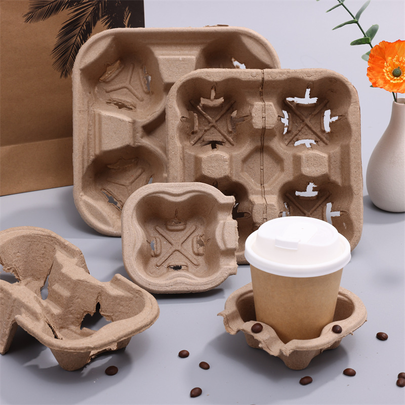 Paper bags for carrying coffee, milk tea, beverages, baking, tea, cup holders, single cups, double cups, four cups, kraft paper bags for packing Specification image