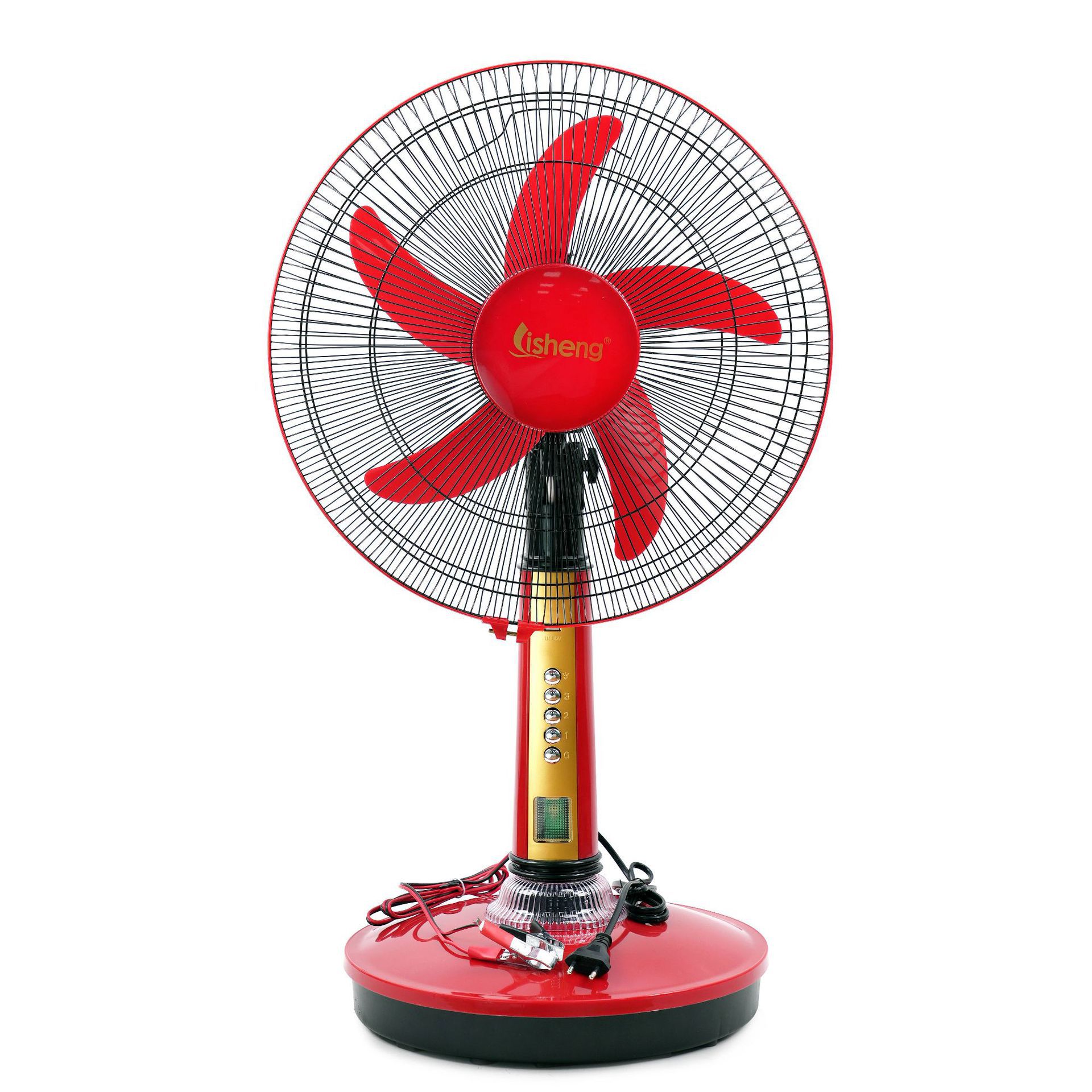 AC/DC fan: 12-volt 16-inch DC charging floor fan with emergency led light, dual-purpose floor fan Specification image