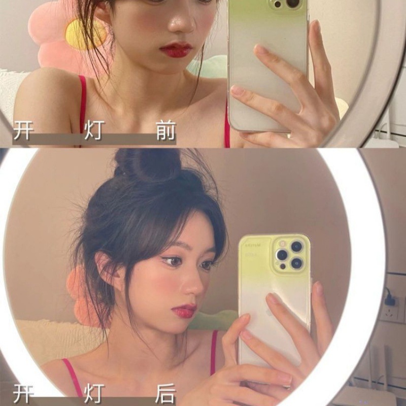 Mirror Makeup Mirror Led Hd Large Desktop Desktop Home Bedroom Intranet Red Dormitory Ins Dresser Beauty Specification drawing