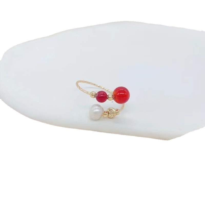 خاتم خاتم ختم خشب أحمر محبوب: خاتم خاتم اللؤلؤ المميز للسيدات Item Picture