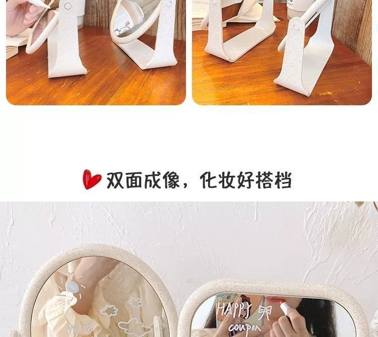 镜子ins风网红镜子台式化妆镜旋转桌面家用宿舍大号学生梳妆镜欧详情10