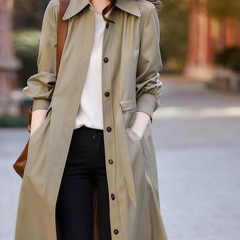 Early Autumn New French Long-Sleeved Long Dress Women's Design Sense Of Small Temperament Trench Coat Tide details Picture