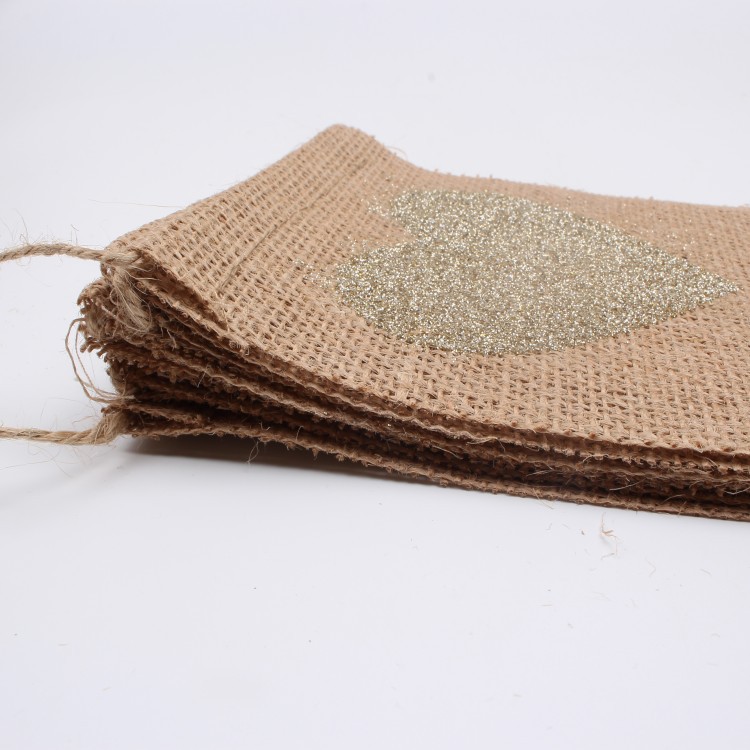 Burlap swallowtail flags, mr&mrs vintage burlap swallowtail flags, birthday party flag raising Specification image