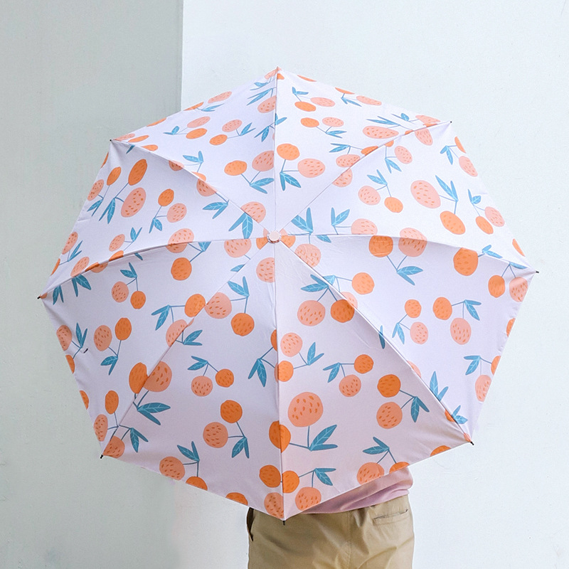 水果英文常规外翻雨伞四折手动折叠伞黑胶遮光遮阳防晒伞晴雨伞