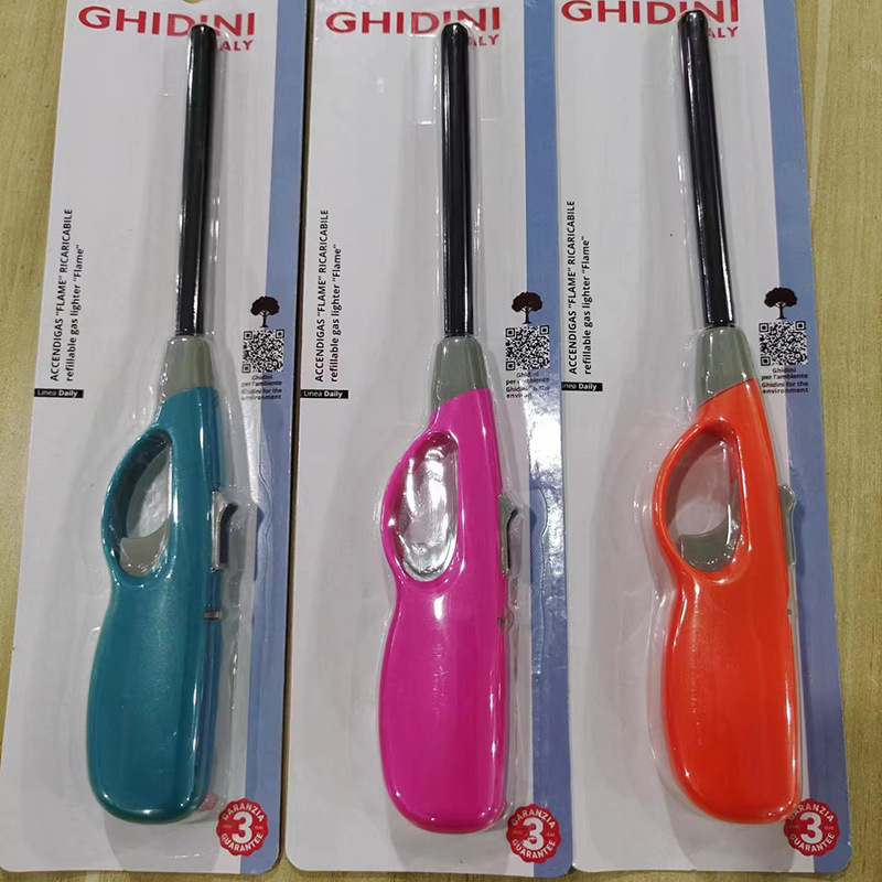 Extended Point Gun With Child Lock Inflatable Igniter Plastic Lighter Outdoor Barbecue Factory Direct Wholesale details Picture