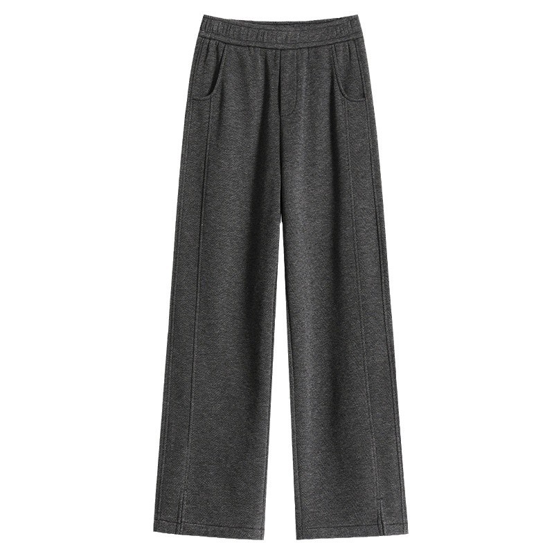 【2471】 Women's autumn and winter new straight-leg pants, high-waisted thickened women's long pants, hermetic fleece wide-leg pants Item Picture