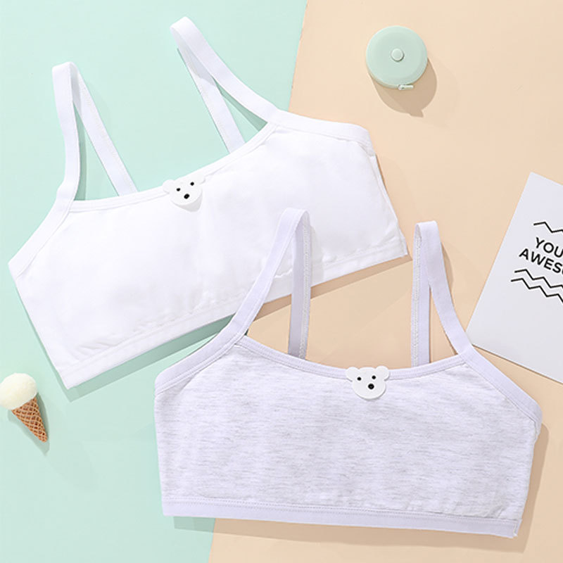 New spring/summer girls bra cotton high school growth vests without underwire underwear thin straps comfortable and breathable thumbnail