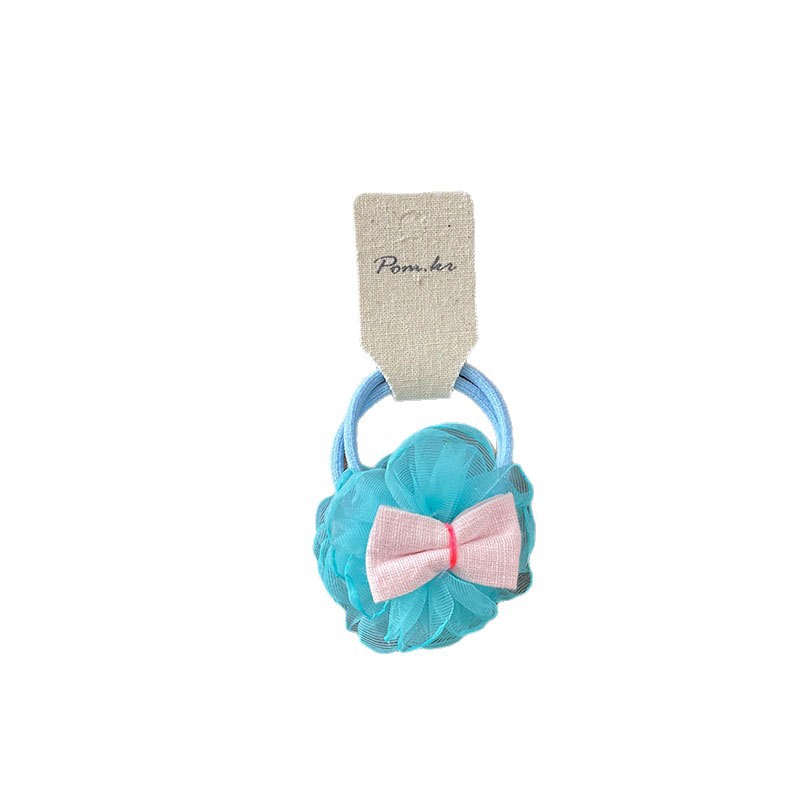 New Korean-style sweet tulle flower hair band, children's high-elasticity matching ponytail bun hair band cute hair accessory Item Picture