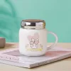High appearance level, creative personality, cute mug with lid and spoon, home ceramic water cup, breakfast bow mug Specification image