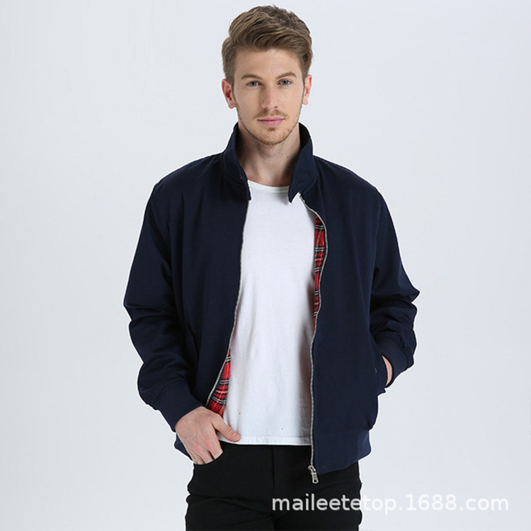 European And American Fashion Brand Business Stand Collar Slim Jacket Men's Coat Casual Men's Coat Pilot Jacket details Picture