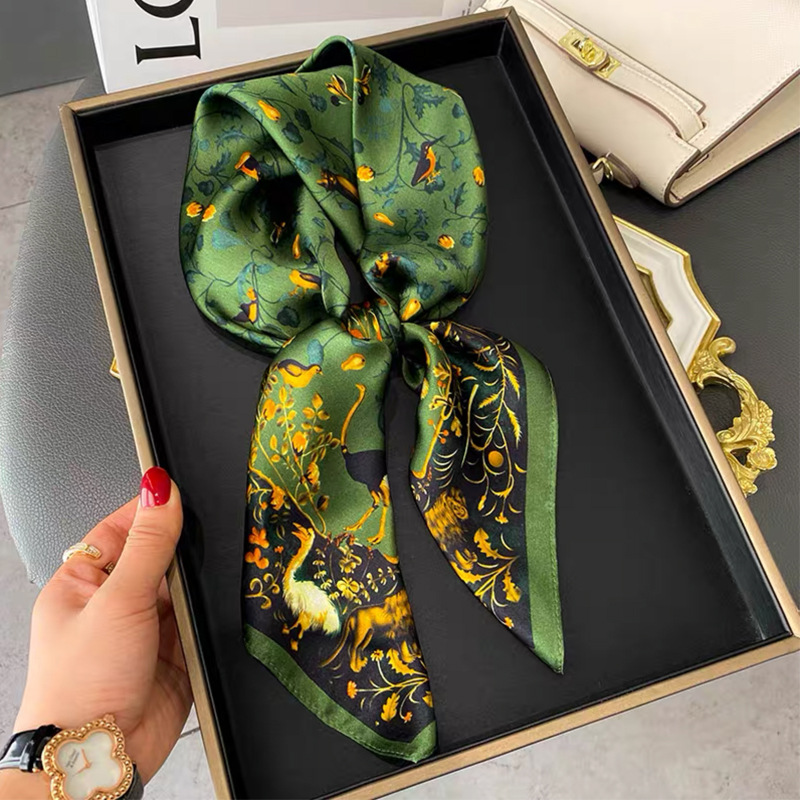 New Silk Scarf Women Spring And Autumn All Fashion Printed Square Towel 70Cm Europe And The United States Silk Gift Small Square Towel Wholesale Specification drawing