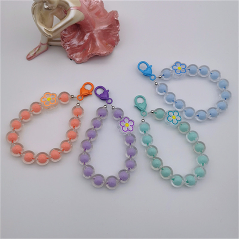 短款花朵挂件 小清新彩珠小花手机挂链钥匙扣包包挂饰挂件diy串珠