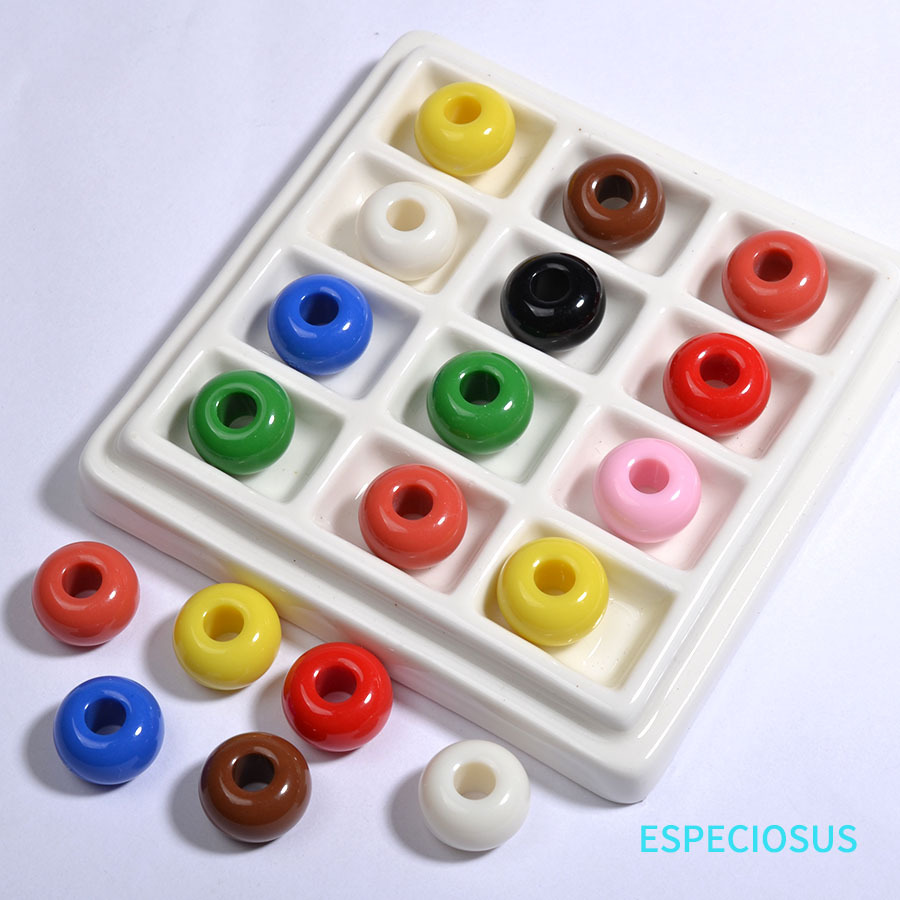 16MM彩色亚克力大孔扁圆珠子diy饰品配件算盘珠隔珠手链串珠手工