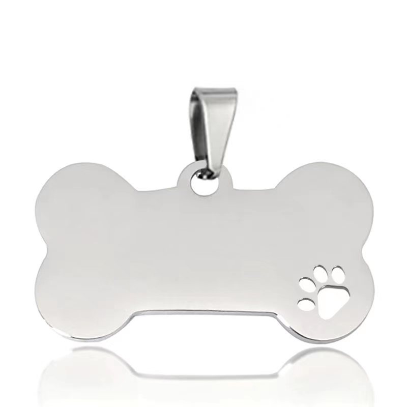 Colgante al por mayor hueco garra de perro hueso forma transfronteriza acero inoxidable pet hanger decoración logotipo de mascota rotulación dog tag Item Picture