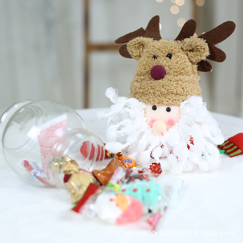 Amazon 2023 Christmas Decorations Santa Claus Candy Jar Children's Fabric Doll Candy Box Large Specification drawing
