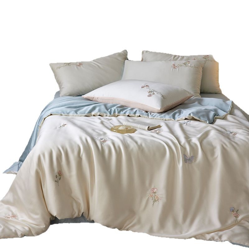 Spring and Summer 60-piece Tencel four-piece set: Natural coolness, simple and elegant style, naked sleep ice silk bedding, bed sheets and duvet covers Item Picture