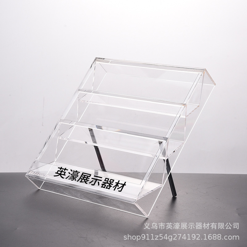 Creative Tilt Perfume Lipstick Display Stand Transparent Acrylic Countertop Trapezoidal Display Storage Rack Manufacturers Wholesale Specification drawing