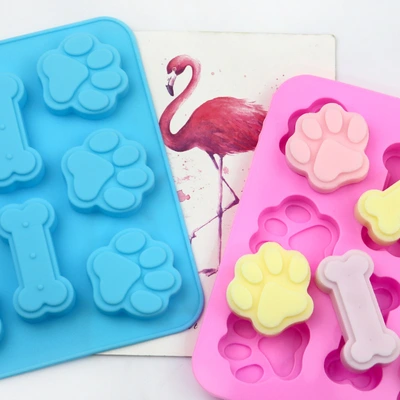 Minghao Cake Mold Dog Bone Cake Mold Dog Footprints Cake Mold 2-In-1 Creative Silicone Baking Mold