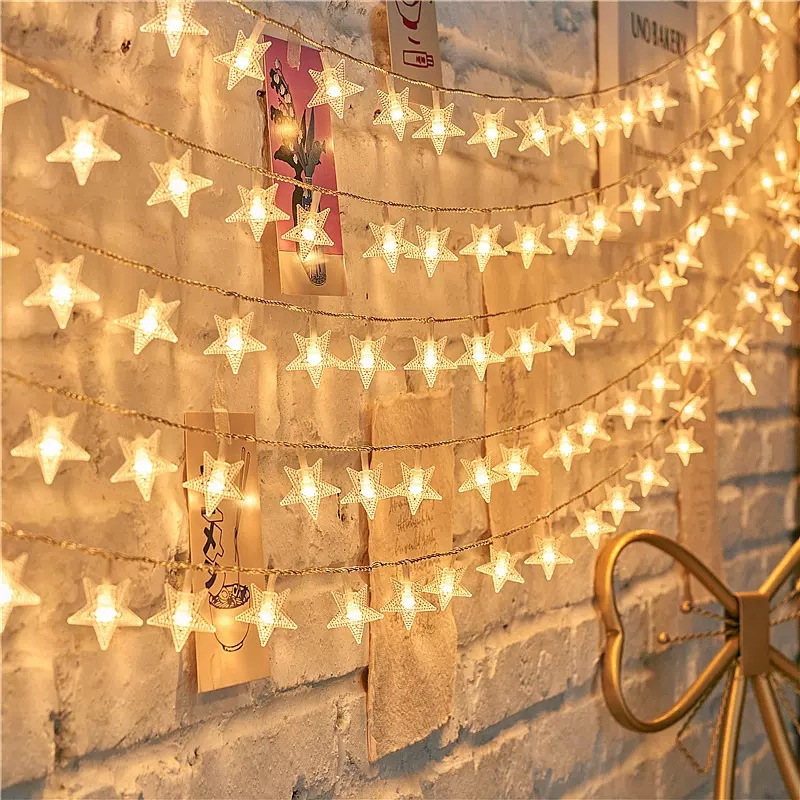 LED little star lights, household solar atmosphere lights, bedroom decoration, colored lights, flashing lights, string lights, and starry sky details Picture