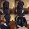Black satin bow hair clip for women, 2024 new shark clip, half tie hair clip, back of the head ponytail clip headwear Specification image