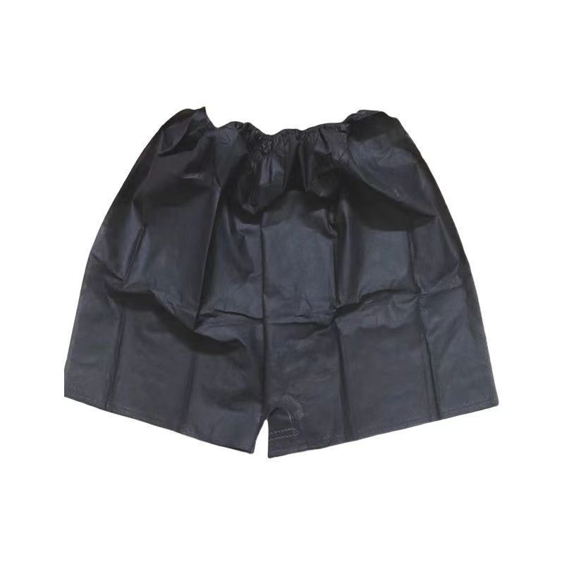 一次性短裤加肥加大黑色平角裤男士内裤足疗足浴按摩美容院平角裤白底实物图