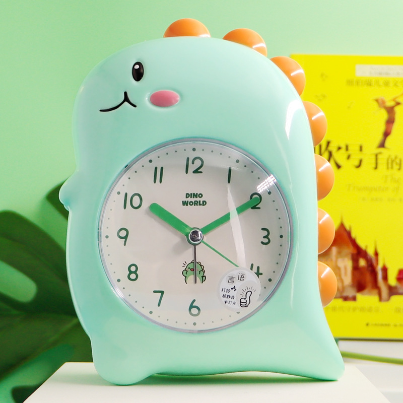 卡通恐龙小闹钟儿童男孩学生专用2022新款起床神器可爱会说话闹铃