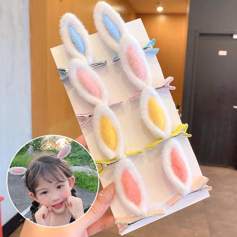 Korean children's three-dimensional plush cat ear hair clips, cute princess hair clips for girls, hair accessories, autumn and winter details Picture