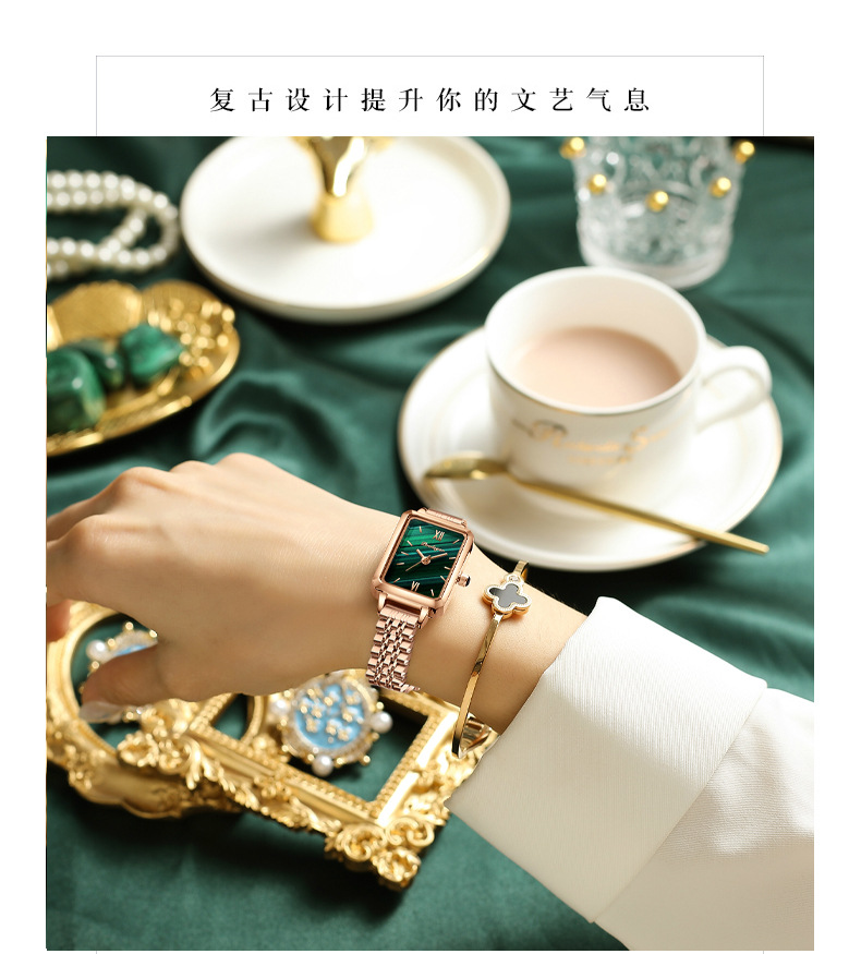 小绿表抖音直播爆款瑞士品牌方形女士手表学生韩版石英表一件代发详情11