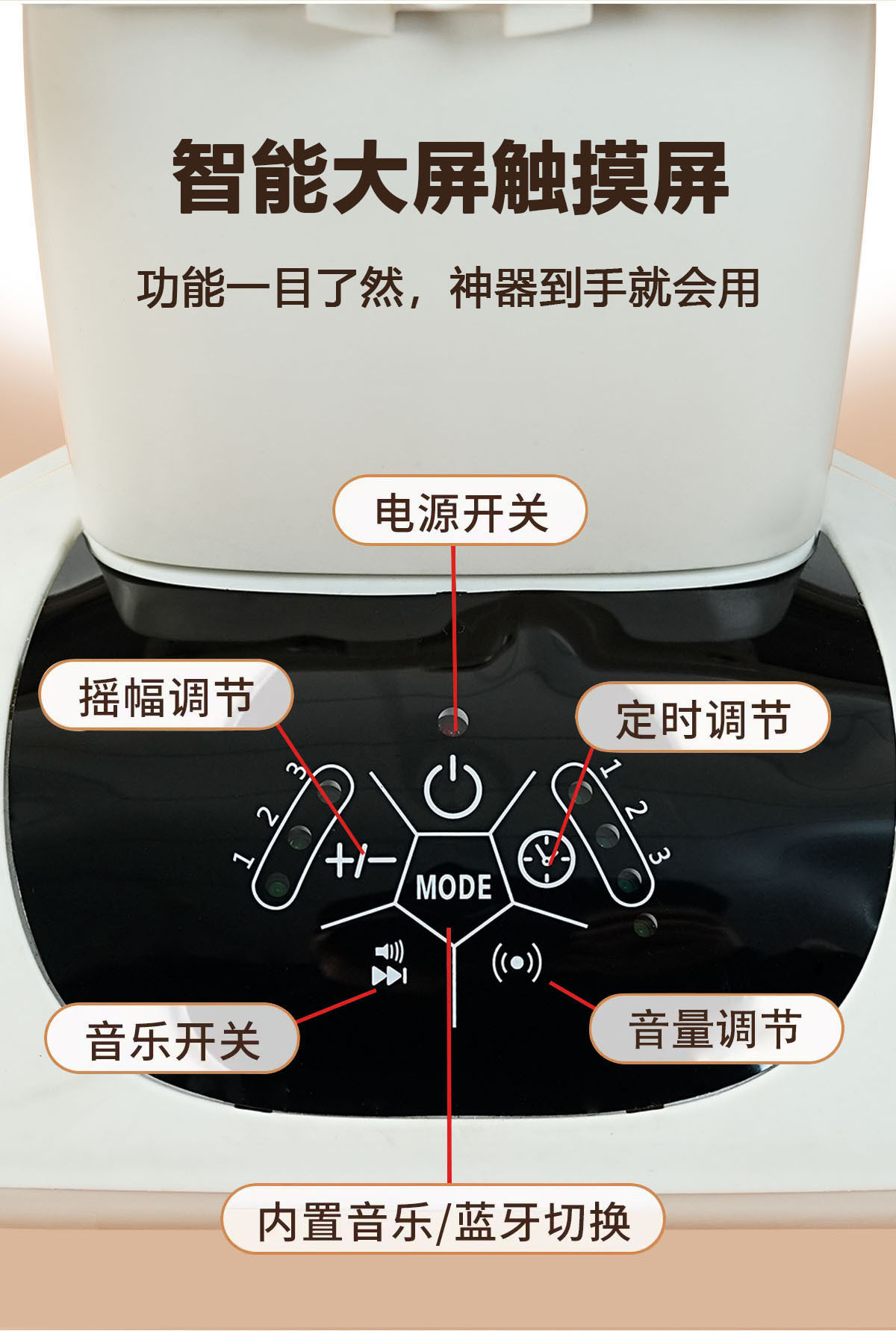 新款哄娃神器安抚摇椅可调节带餐盘宝宝哄睡摇篮床可摇摆婴儿床详情9