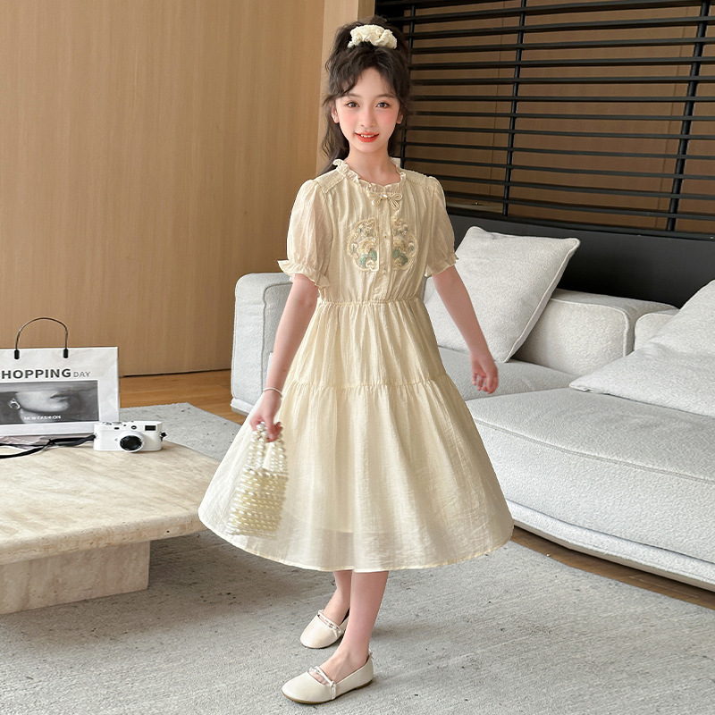 国潮女童连衣裙夏装2025新款儿童洋气时髦国风汉服裙子女孩夏款公主裙