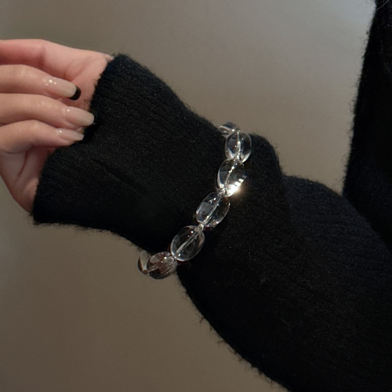 S925 sterling silver Korean version Spring/Summer fashionable white crystal bracelet Oval casual simple basic style jewelry wholesale Specification image