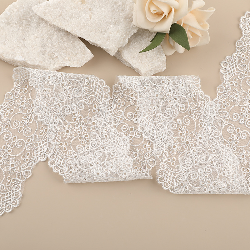 牛奶丝刺绣花边 细线刺绣花边 水溶涤纶丝花边 裙摆袖口花边辅料详情图3