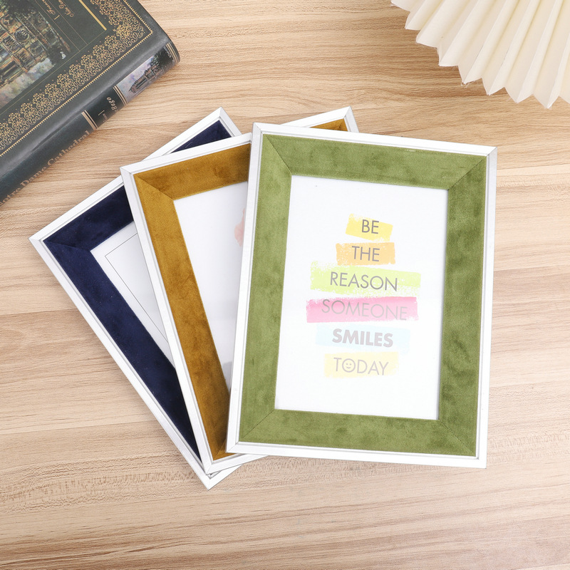 简约木质绒布相框摆台5 6 10 A4 12 8寸照片墙像框挂墙画框批发