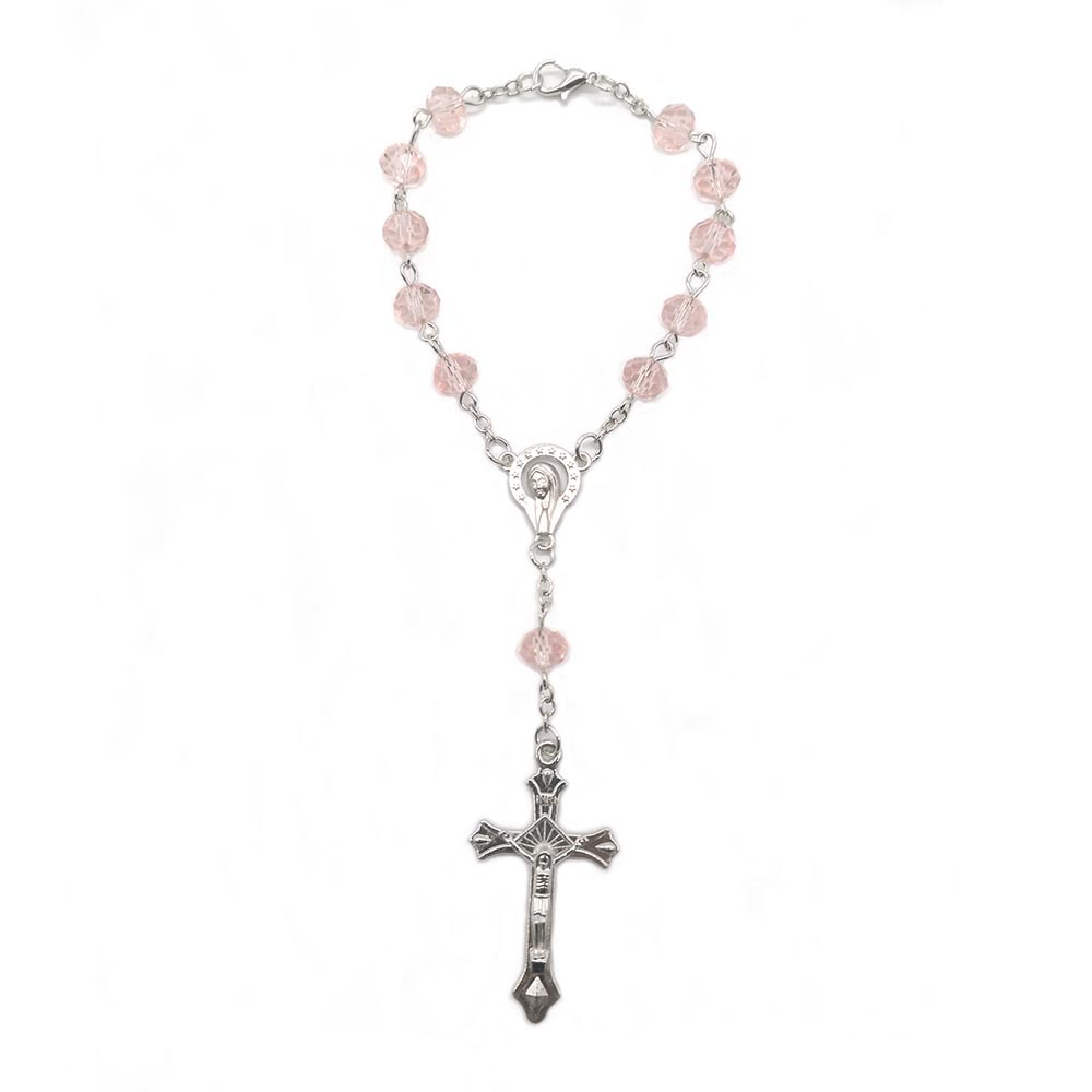 European And American Foreign Trade Cross-Border Sales Of Crystal Rosary Bracelet Seven-Color Crystal Nine-Word Needle Curved Needle Cross Bracelet Crystal Bracelet Jewelry Manufacturers Wholesale