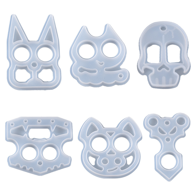 diy crystal resin resin fist buckle molds, multiple animal cartoon DIY defense and self-defense fist buckle silicone molds Item Picture