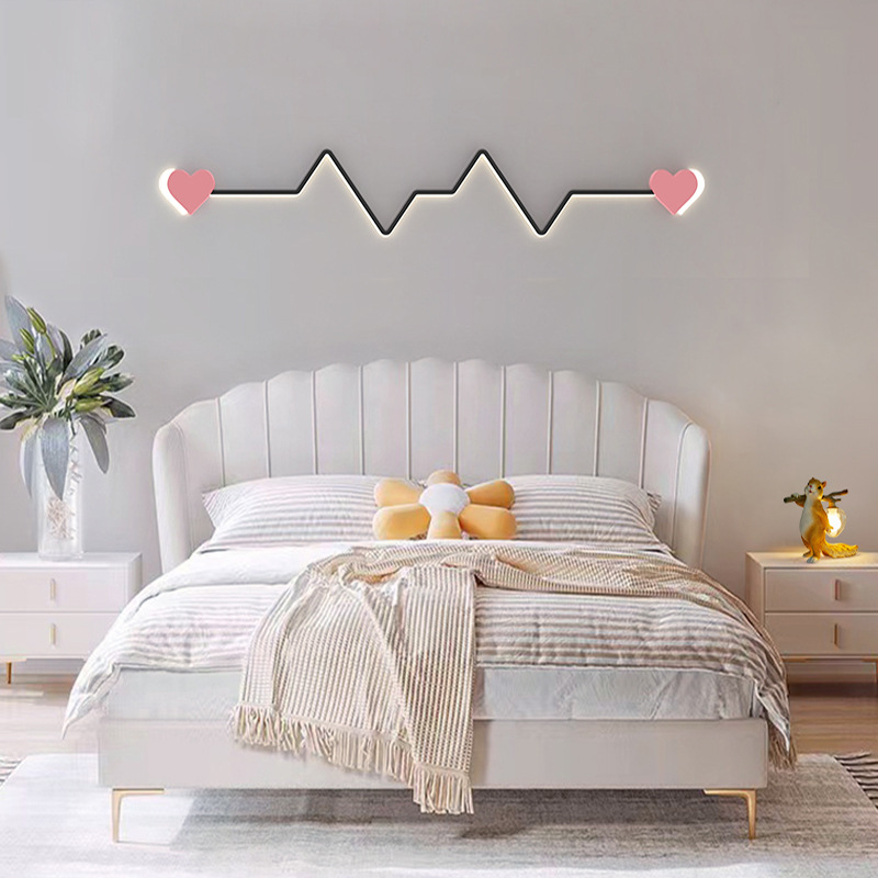 The wall lamp is a simple, modern and light luxury designer's InS-style led long strip TV background wall lamp at the bedside of the master bedroom Application Scenario