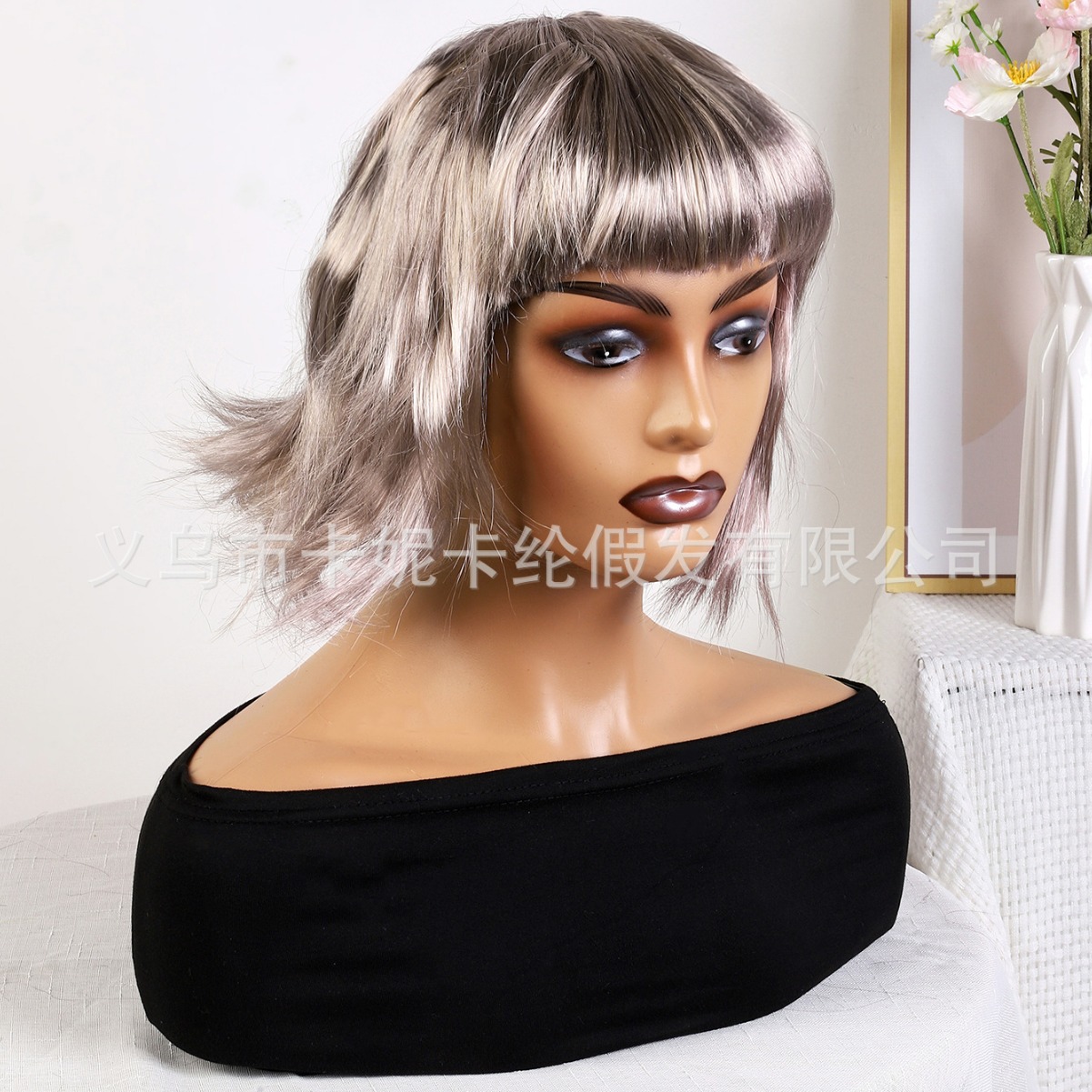 Nueva peluca de dama de estilo europeo y americano peluca de bobo corte de cara simulación pelo de estudiante cabello de mujer peluca details Picture