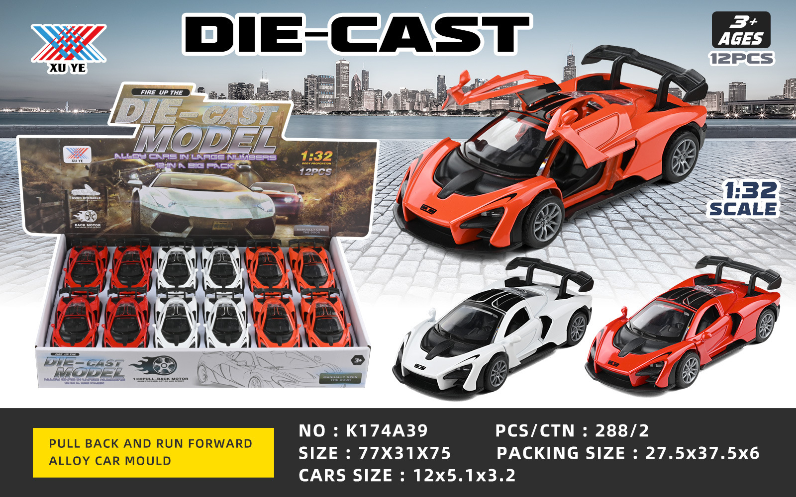 1:32 Alloy Pulled-Back Scissors Door (12 Only) Simulation Car Model Sports Car Children Toy Car Decoration details Picture