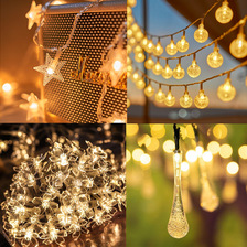 太阳能灯串气泡圆球星星水滴樱花灯串万圣节龙珠圣诞装饰LED灯串