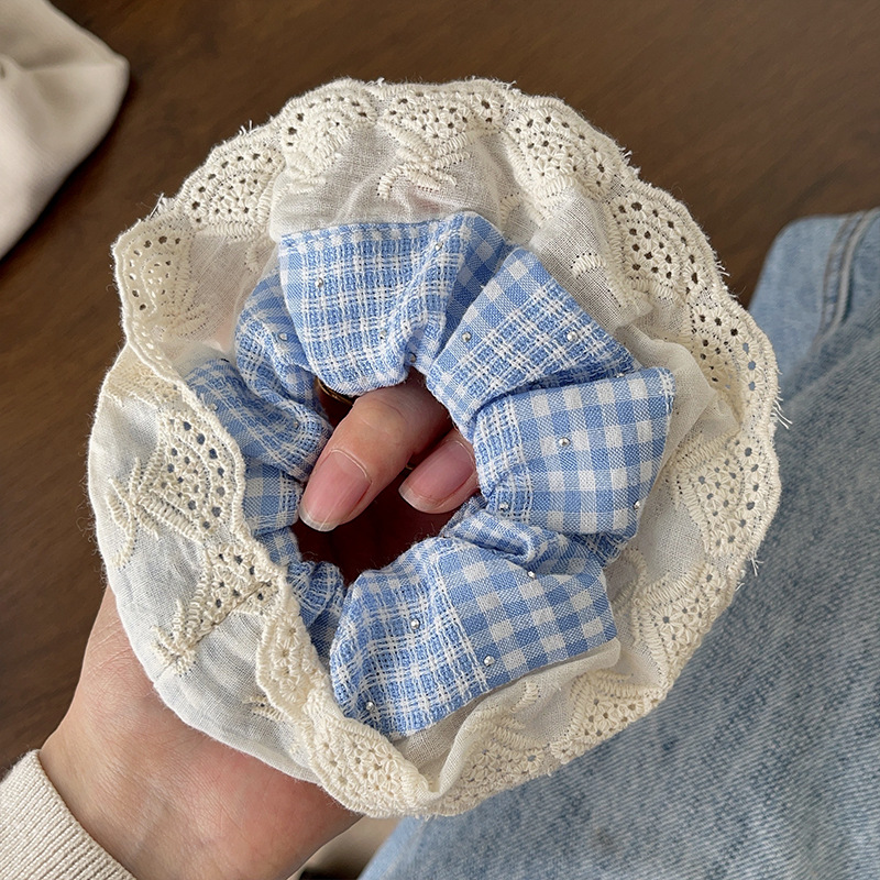 新款芭蕾风大肠发圈高级感蕾丝边头绳甜美少女皮筋蝴蝶结发饰批发详情16