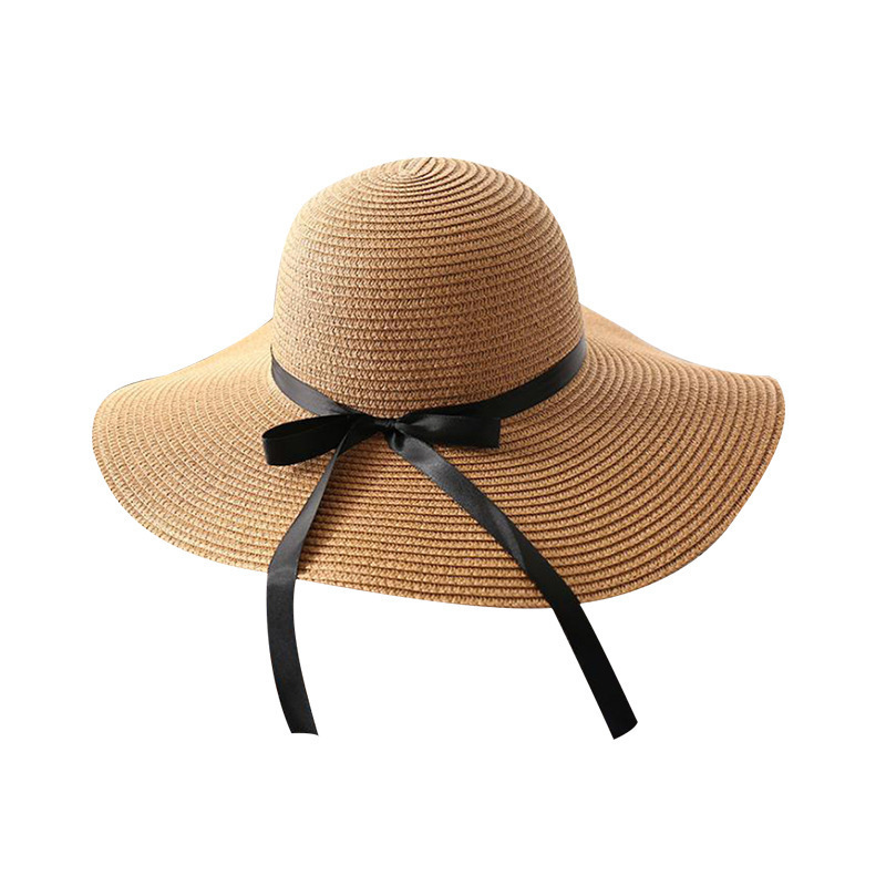 度假帽子海边大檐草帽女夏天沙滩帽小清新可折叠遮阳帽太阳帽详情图5