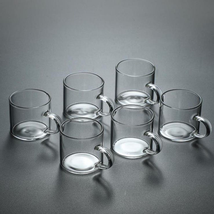 Office high borosilicate glass flower tea small cups, colored handles, transparent glass tea tasting cups, master cups for tea tasting Specification image