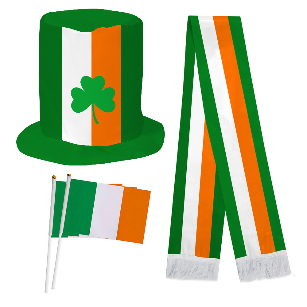 Customized cross-border St. Patrick's Day acrylic scarves, Irish Day clovers scarves, theme party supplies details Picture