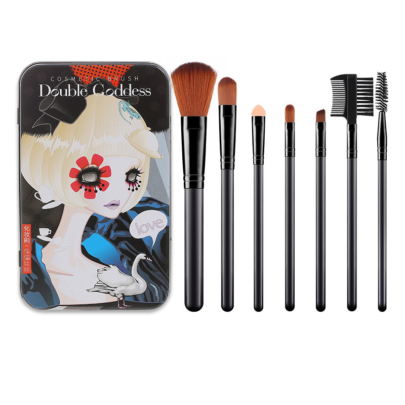 7 Makeup Brush Set Concealer Brush Convenient Set Of Iron Box Students Affordable Beauty Brush Beauty Tools Wholesale Item Picture