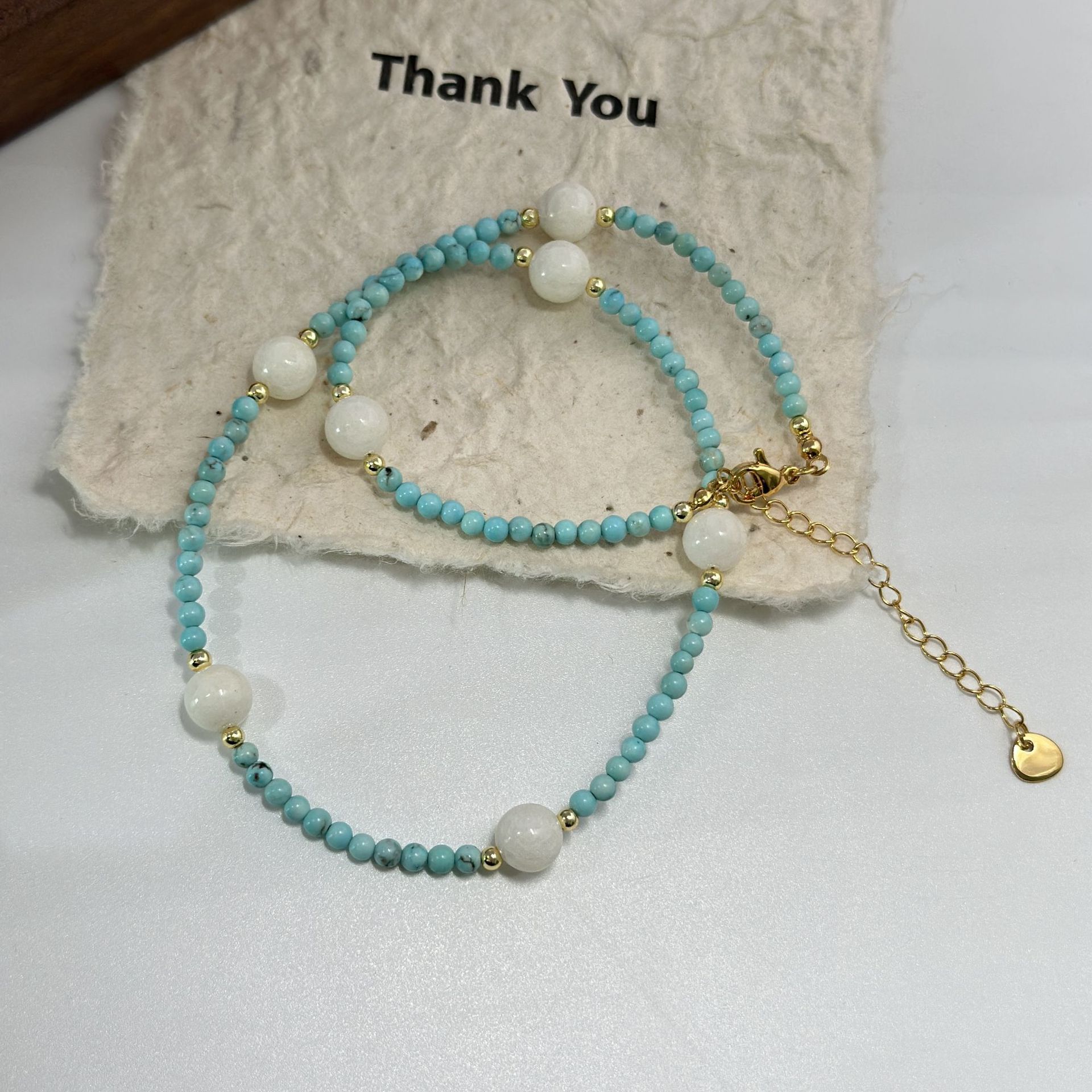 绿松石项链轻奢简约小众绿松石天然珍珠手工串珠气质精美女款项链详情10