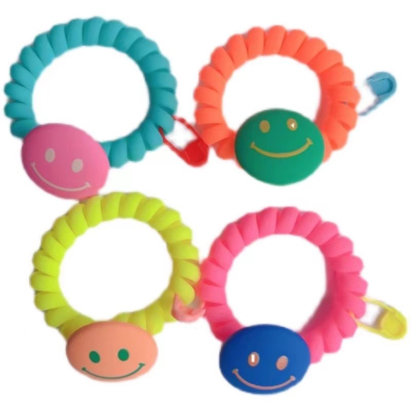 Telephone line hair band, Korean student summer headwear, hair tie, candy-colored smiling face rubber band, super fairy hair accessory, children's bracelet Item Picture