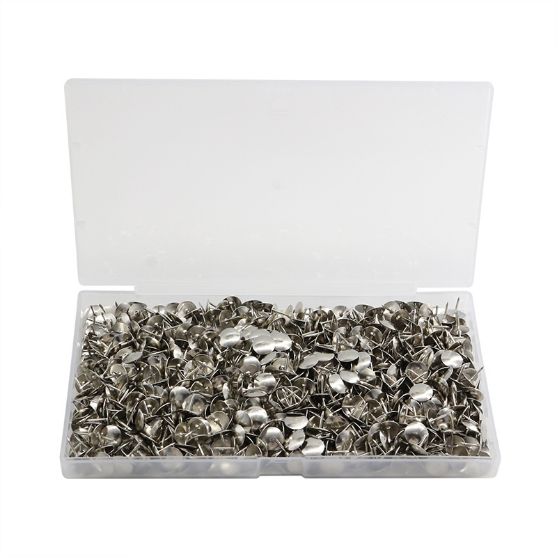 800pcs/box plata gran tamaño cabeza plana tablones de madera blanda por tachuelas de tierra por tachuelas caja niquelada para artículos de oficina tachuelas