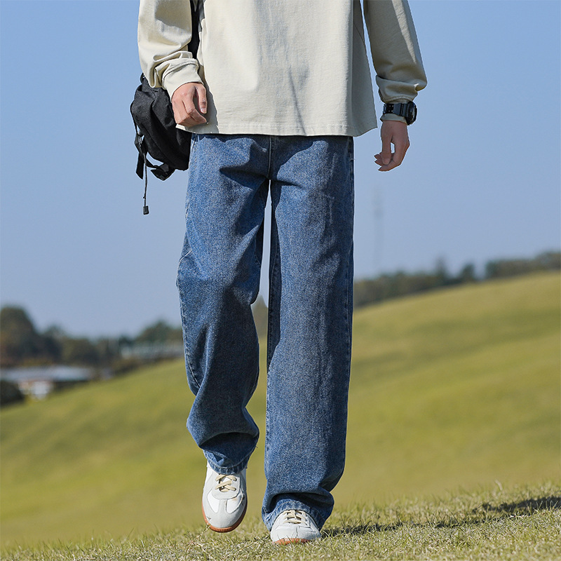 Black washed denim pants for men's summer 2025 new style trendy casual long pants, versatile loose straight-leg pants Application Scenario